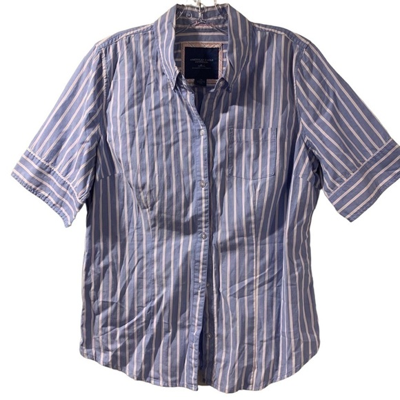 American Eagle Striped Button Shirt - Short Sleeve - Picture 3 of 8